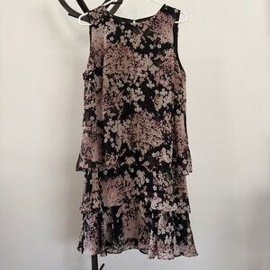 American Living Black and Pink Floral Mini Dress